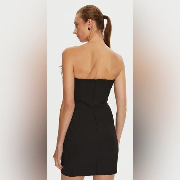 Marcella Lira $490 Black Strapless Dress with removable ostrich feathers Size 2 - Picture 4 of 9